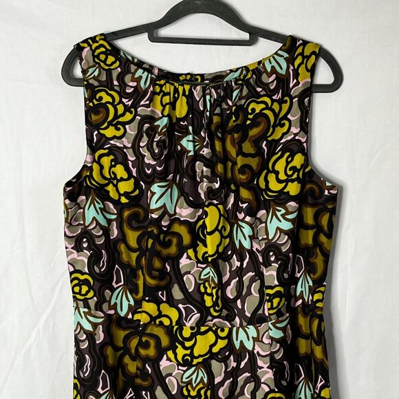 Milly of Ny Floral Print 100% Silk Sleeveless Shift Dress Size 10 - Picture 2 of 11